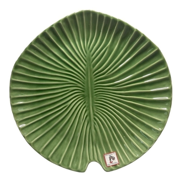 New Platter OLFAIRE Portugal Lily Pad Tray Green Glazed Ceramic Plate Food Tray - Picture 2 of 7
